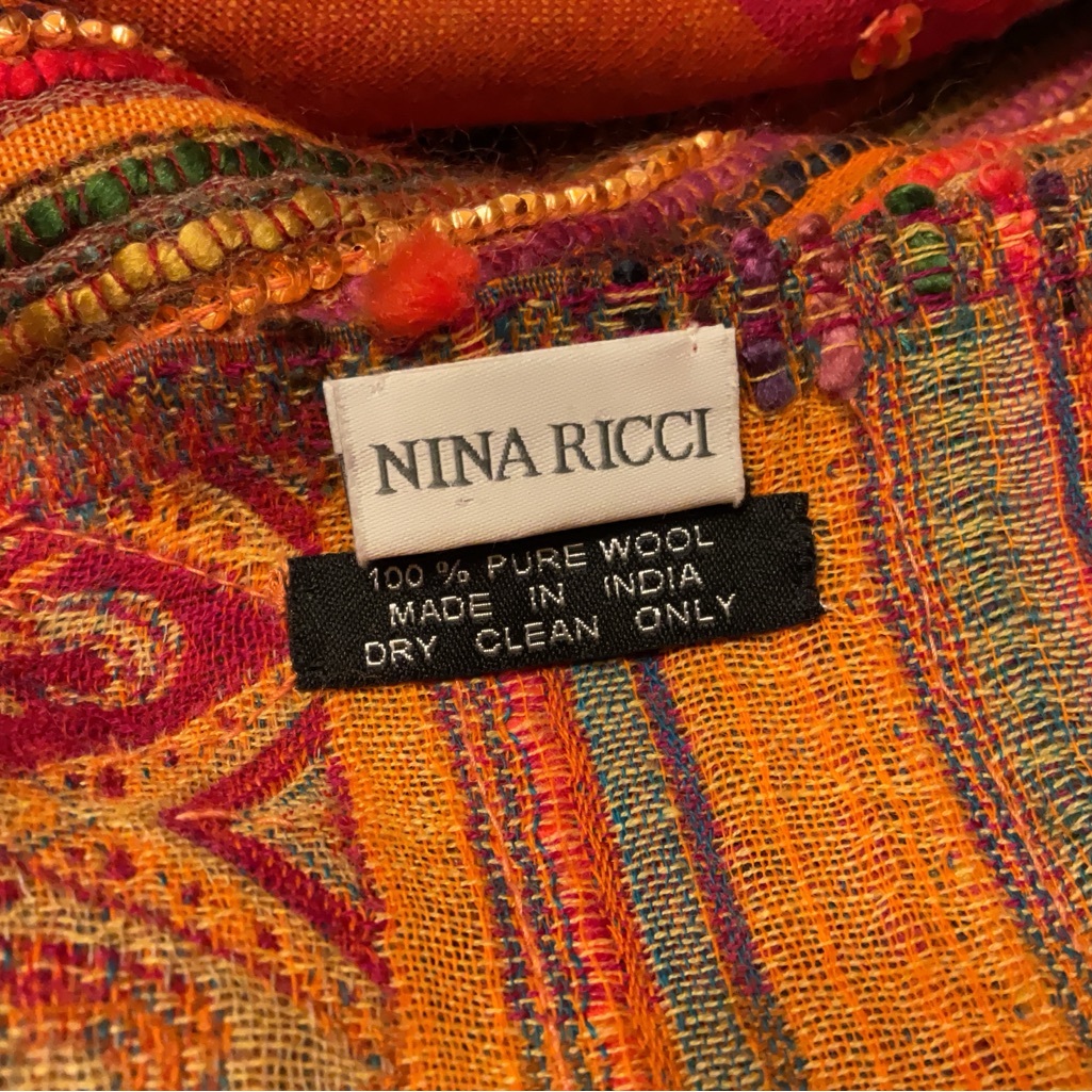 Nina Ricci Red And Gold Cape/Shawl
